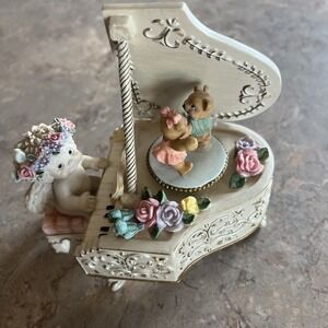 1999 Dreamsicle Cherub Teddy Bear Waltz Piano Music Box